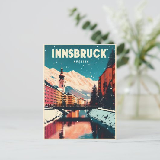 Retro Reise Innsbruck Tirol - Österreichische Alpe Postkarte (Stehend Vorderseite)