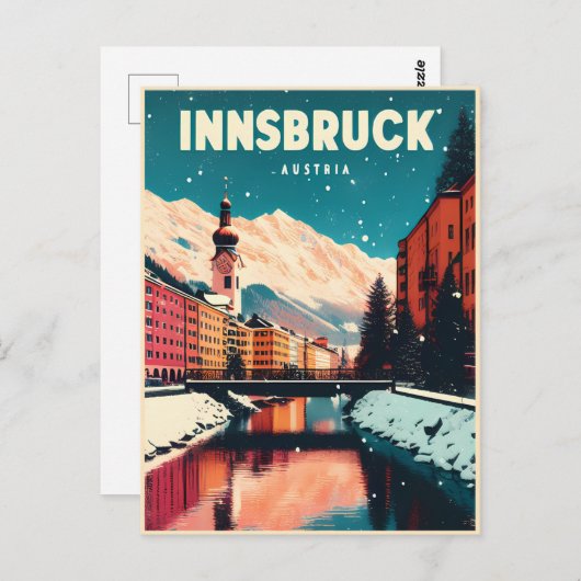 Retro Reise Innsbruck Tirol - Österreichische Alpe Postkarte (Vorne/Hinten)