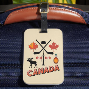 Retro-Reise Kanada Ikonische Nationalsymbole Gepäckanhänger