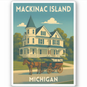 Retro-Reise Mackinac Island Michigan im Vintage-St Aufkleber