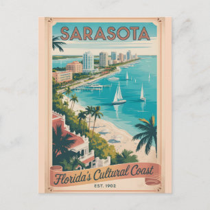 Retro-Reise nach Sarasota Florida Postkarte
