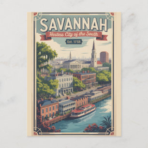 Retro-Reise nach Savannah Georgia Vintage Postkarte