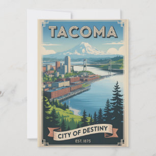 Retro-Reise nach Tacoma, Washington Feiertagskarte