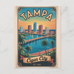 Retro-Reise nach Tampa Florida Feiertagspostkarte