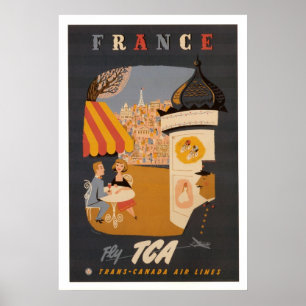 Retro Reise-Plakat Frankreichs Poster