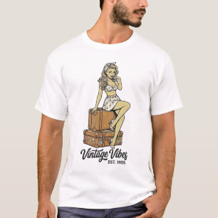 Retro-Reise-Schönheit – Flamingo-Pin-Up-Stil T-Shirt