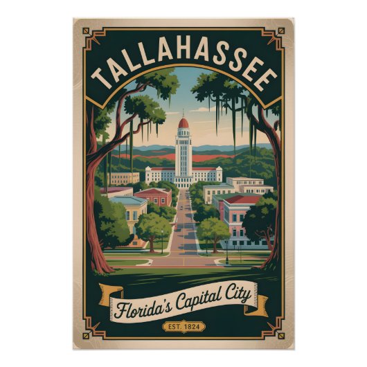 Retro-Reise Tallahassee Florida Poster (Vorderseite)