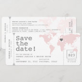 Retro Reise Theme Map Bordkarte Ticket Save The Date (Vorne/Hinten)