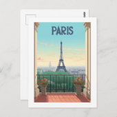 Retro - Reise - Vintage - Paris Postkarte (Vorne/Hinten)