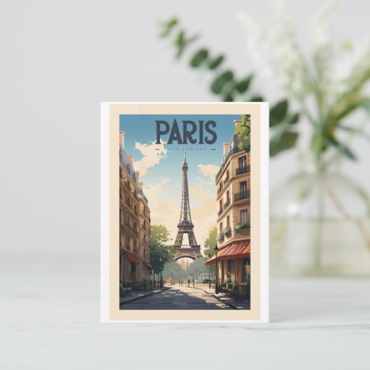 Retro - Reise - Vintage - Paris Postkarte (Stehend Vorderseite)