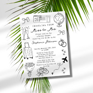 Retro Reise von Miss zu Mrs Brautparty Einladung