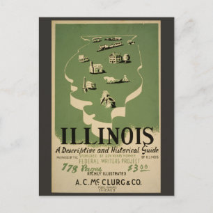Retro-Reiseführer Illinois im Vintage-Stil Postkarte