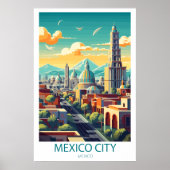 Retro Reisen Mexiko Stadt Zielort Kunst Poster (Vorne)