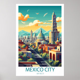 Retro Reisen Mexiko Stadt Zielort Kunst Poster