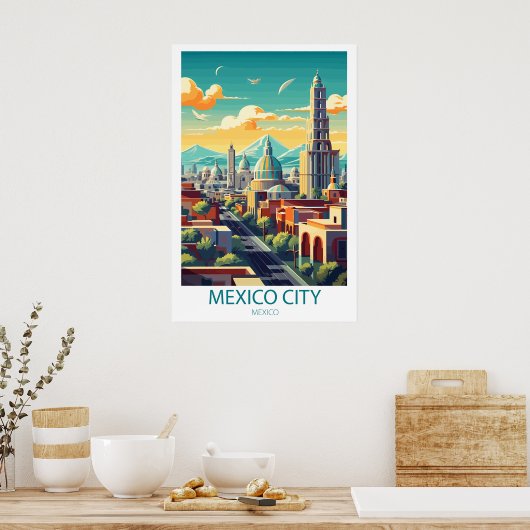 Retro Reisen Mexiko Stadt Zielort Kunst Poster (Küche)