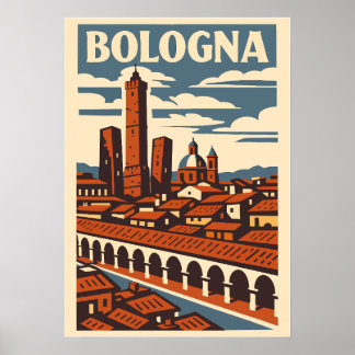 Retro-Reiseplakat Bologna Italien Vintage Stadt Poster