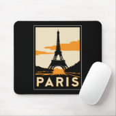 retro Reiseplakat des Paris-Kunst-Dekos Mousepad (Mit Mouse)