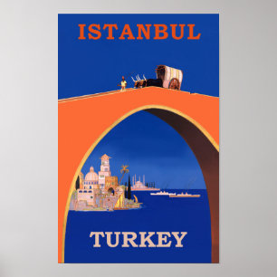 Retro Reiseplakat Istanbuls, die Türkei Poster