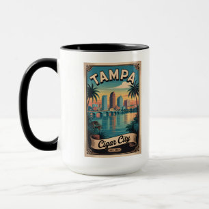 Retro-Reiseplakat Kunst aus Tampa Florida im Vinta Tasse