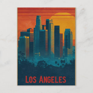 Retro-Reiseplakat-Kunst von Downtown Los Angeles Feiertagspostkarte