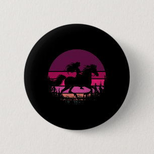 Retro Reitstall Girls Vintages Reiten Button
