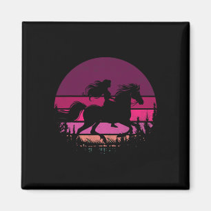 Retro Reitstall Girls Vintages Reiten Magnet