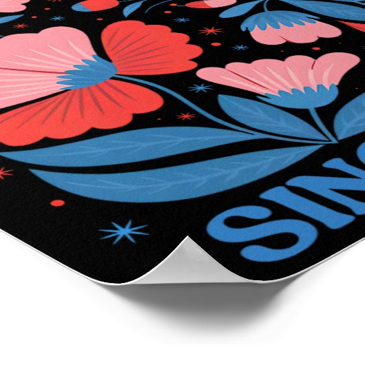 Retro Rejecting Kings Since 1776 Boho Floral Women Poster (Ecke)