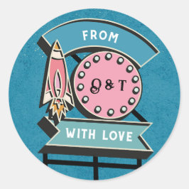 Retro-Reklametafel-Zeichen Hochzeit klassische Run Runder Aufkleber