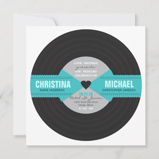 Retro Rekordeinladung Einladung (Vorderseite)