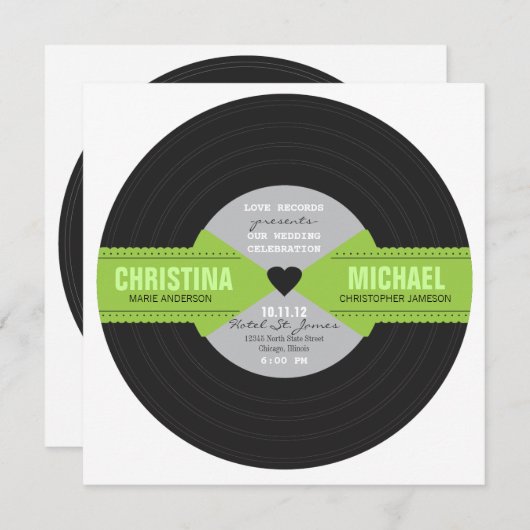 Retro Rekordeinladung Einladung (Vorne/Hinten)