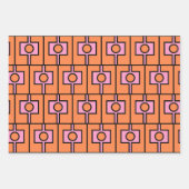 Retro Rektangel Geometric Muster Mod Orange Pink Geschenkpapier Set (Vorderseite 2)