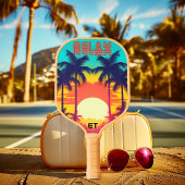 Retro RELAX farbenfroher tropischer Sonnenuntergan Pickleball Schläger