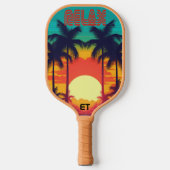 Retro RELAX farbenfroher tropischer Sonnenuntergan Pickleball Schläger (Vorderseite)
