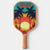 Retro RELAX farbenfroher tropischer Sonnenuntergan Pickleball Schläger (Rückseite)
