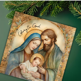 Retro religiöse Ehre sei Gott christliches Weihnac Feiertagskarte