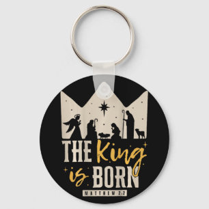 Retro religiöse Weihnachten Der König ist geboren Schlüsselanhänger