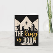 Retro Religious Christmas The King Is Born Christi Karte (Vorderseite)