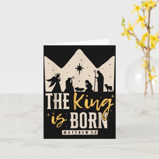 Retro Religious Christmas The King Is Born Christi Karte (Gelbe Blume)