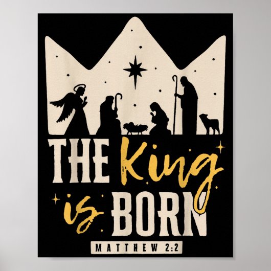 Retro Religious Christmas The King Is Born Christi Poster (Vorne)