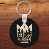 Retro Religious Christmas The King Is Born Christi Schlüsselanhänger (Vorderseite)