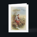 Retro Religious French French Feiertagskarte<br><div class="desc">Retro / Vintage French Religious Easter Greeting card. Jesus the Good Shepherd! French Easter Card - Jesus with his sheep! Fröhliche Ostern!</div>