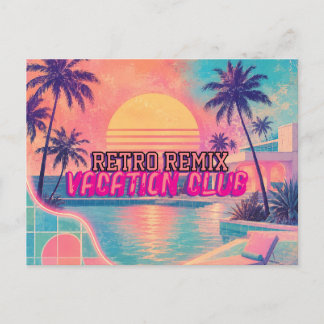 Retro-Remix Neon-Pastell | Vintage-Tropischer Sonn Postkarte