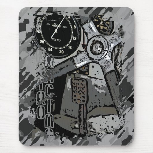 Retro-Rennsport - graue Sprenkel Mousepad (Vorne)