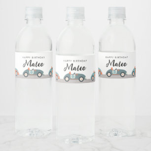 Retro-Rennwagen Geburtstags-Wasserflaschen-Etikett Wasserflaschenetikett