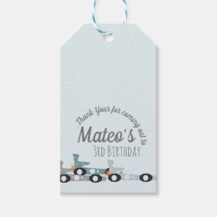 Retro-Rennwagen Mond Sterne Dritter Geburtstag Geschenkanhänger