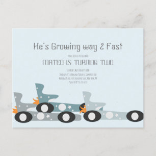 Retro-Rennwagen Mond Sterne Geburtstagsfeier   Postkarte