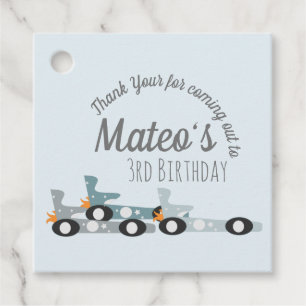 Retro-Rennwagen Mondsterne Dritter Geburtstag Geschenkanhänger