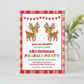 Retro-Rentier-Pyjama-Weihnachtsfeier Editable Einladung (Stehend Vorderseite)