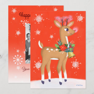 Retro Rentier Rudolph Rot Feiertagskarte