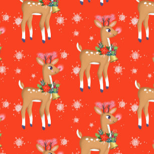 Retro Rentier Rudolph Rot Geschenkpapier